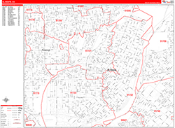 El Monte Wall Map Zip Code Red Line Style 2026